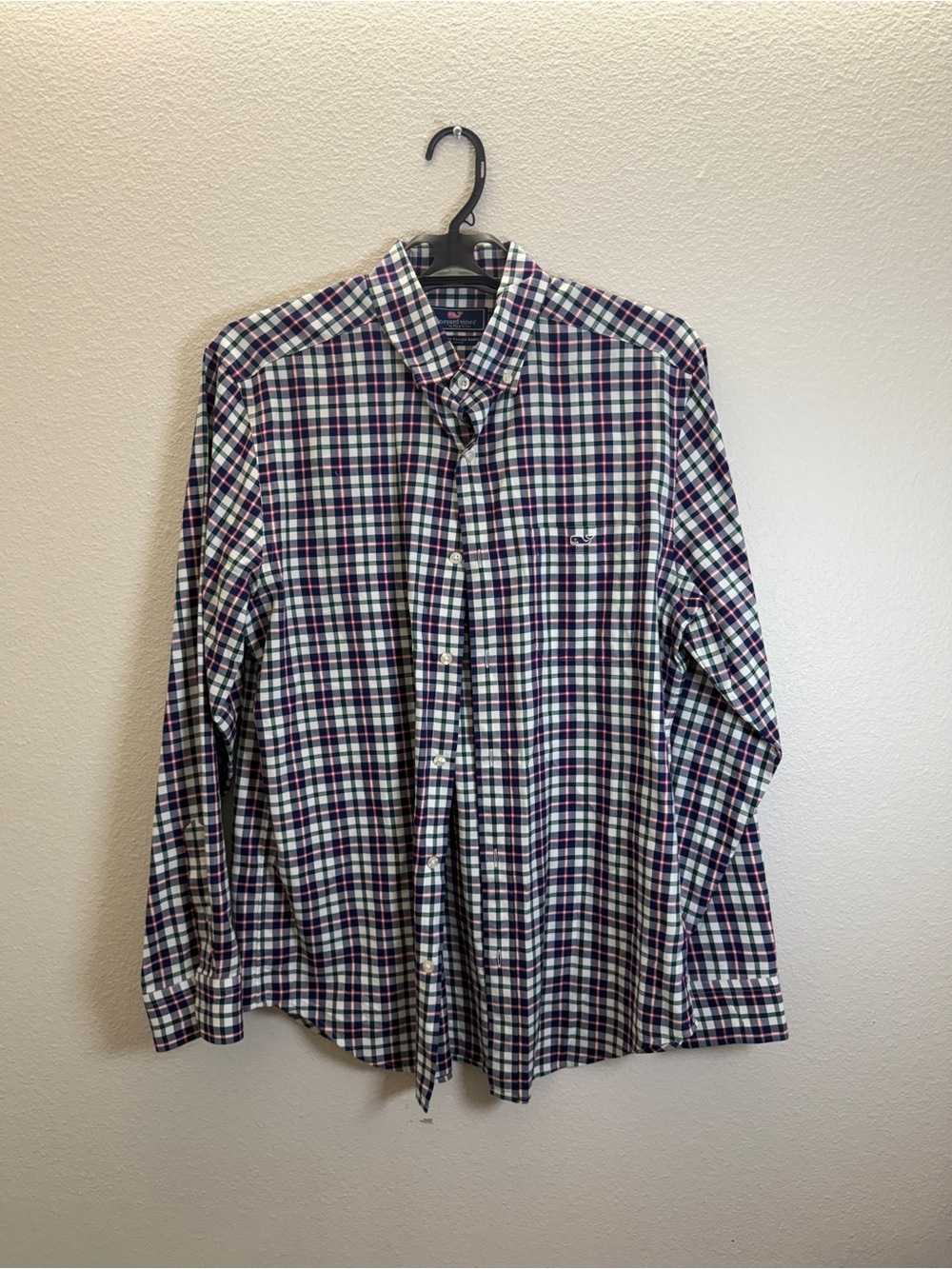 Vineyard Vines Men's Plaid Button-Down Shirt in Navy, Green & White